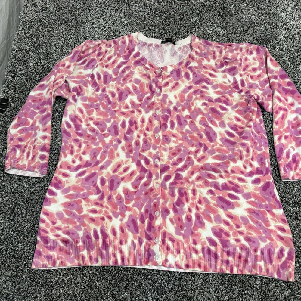 East 5th Pink and White Cardigan sweater womans size xl